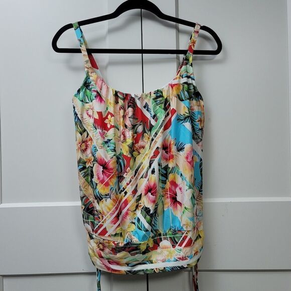 Jantzen vintage tropical blouson tankini 34D - Picture 7 of 9
